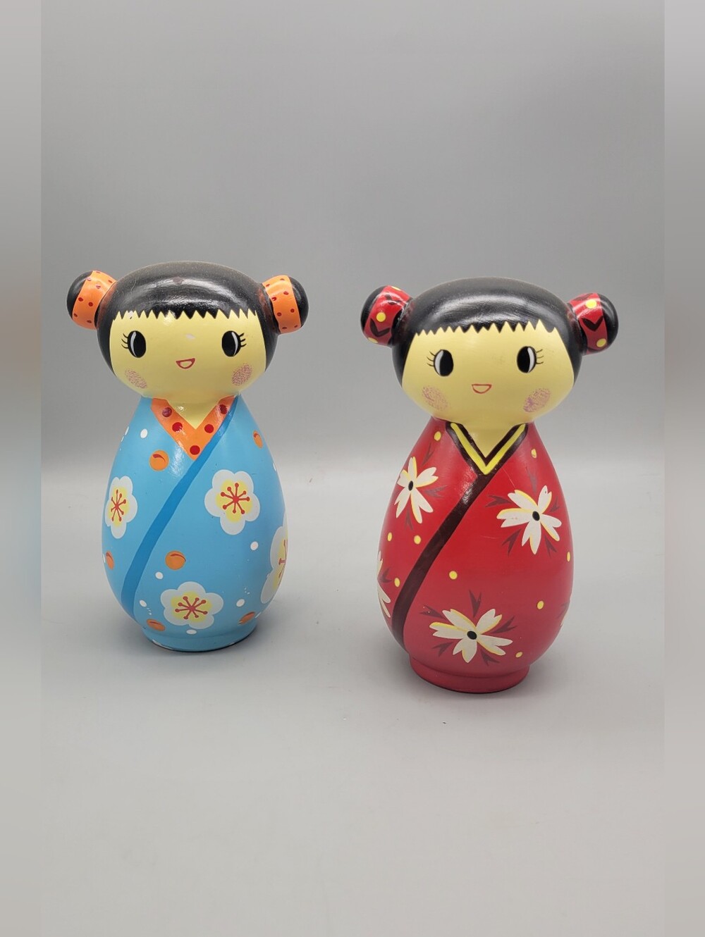 Cupcakes & Cartwheels Kokeshi Ceramic Piggy Bank Blue Or Red Cute Kawaii